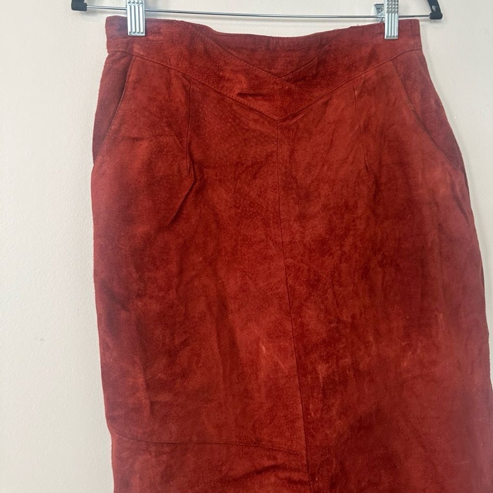 Jacqueline Ferrar Suede Vintage Pencil Midi Skirt 10 - Picture 2 of 8